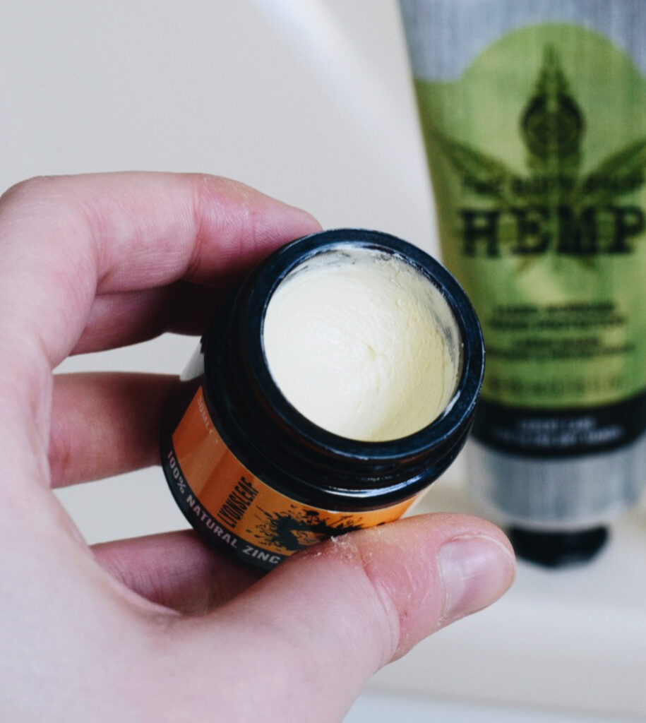 lyonsleaf calendula and zinc balm inside of pot
